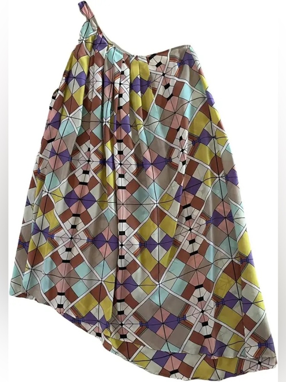 Zimmermann Asymmetric Geo-Print Women's 100% Silk Dress Size 1 Small